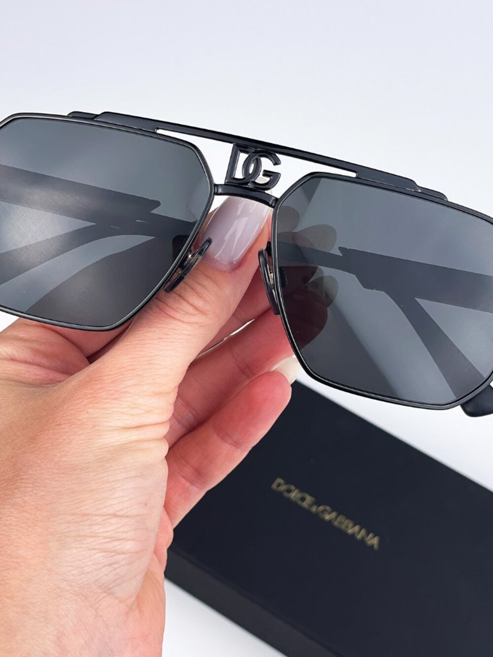 DOLCE & GABBANA DG2294 01/87 BLACK PILOT DARK GREY SUNGLASSES
